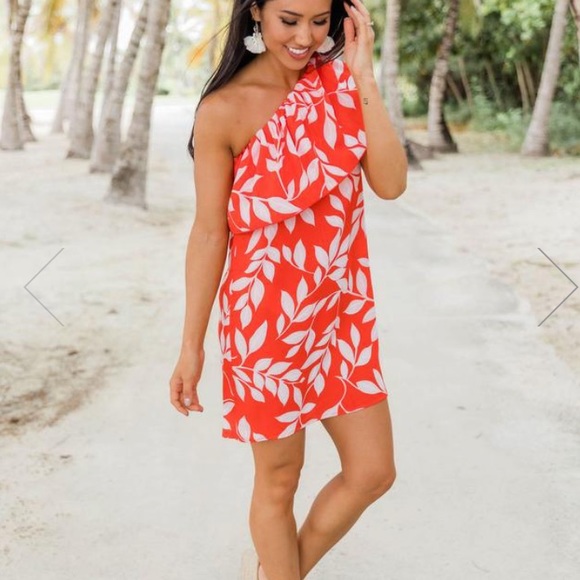Dresses & Skirts - CORAL RED PRINTED DRESS